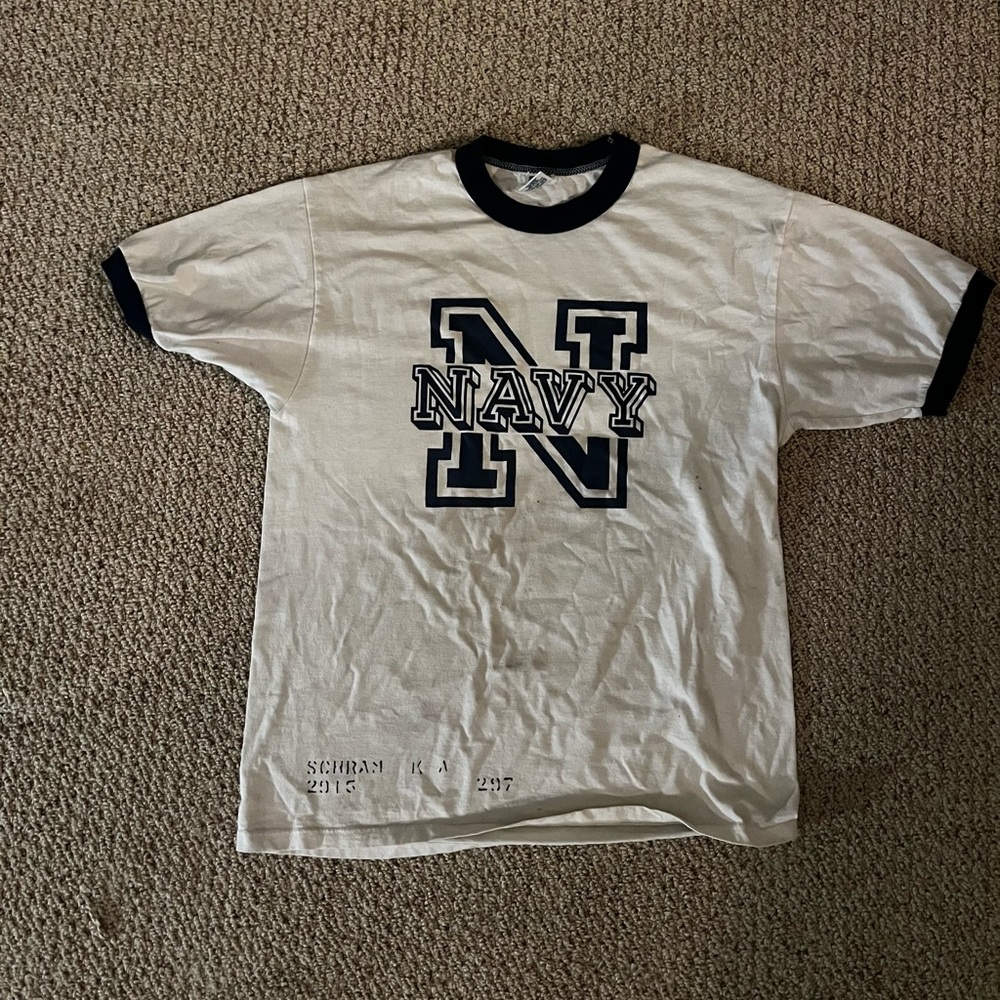 Vintage 80s Navy Ringer Tee